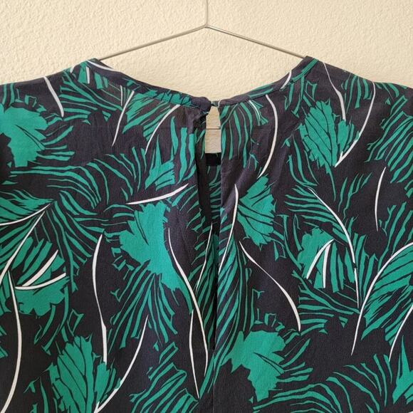 Equipment Silk Aubrey Dress Palm Leaf Tropical Blue Green White Women Size S - Picture 7 of 10